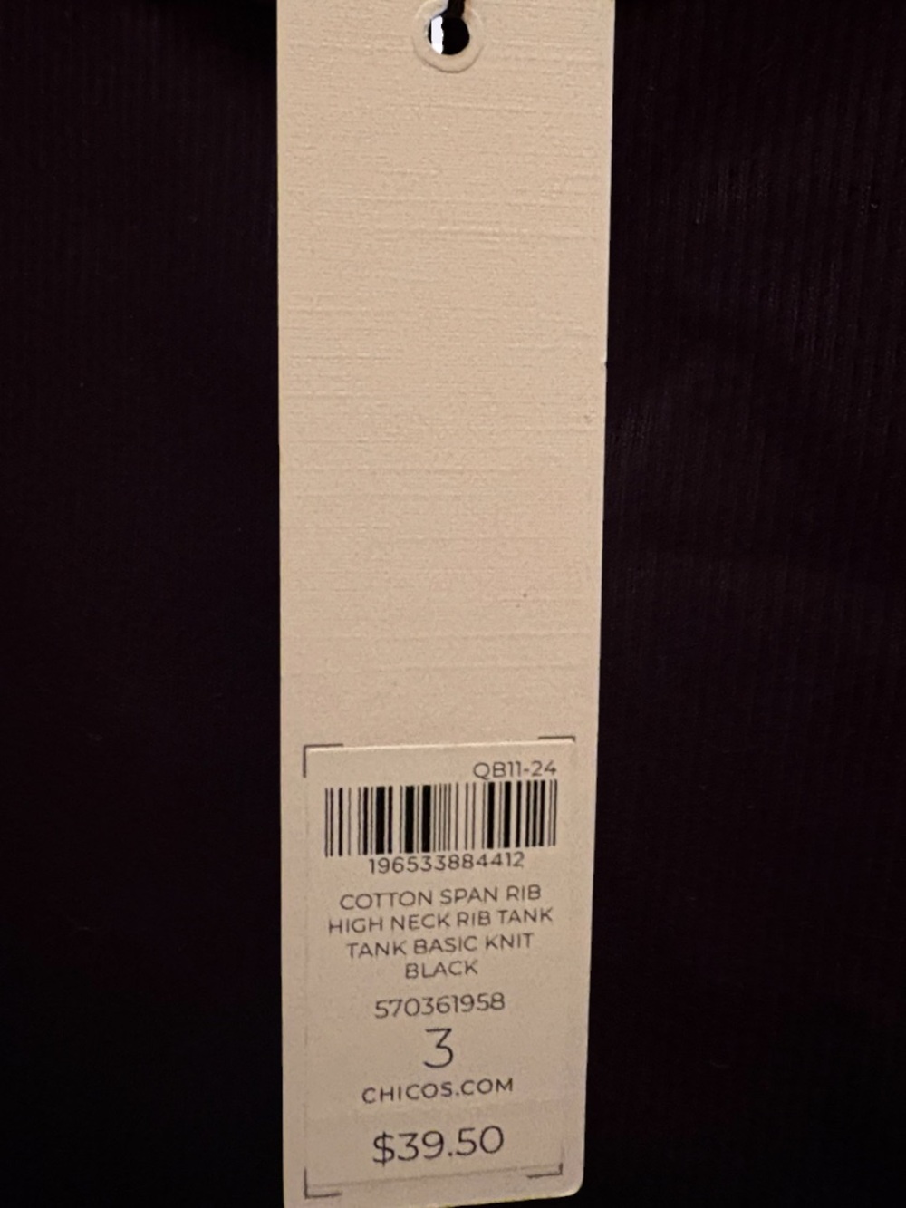 Chico's Ribbed Black Sleeveless Tank Top Size 3/XL - Picture 4 of 6